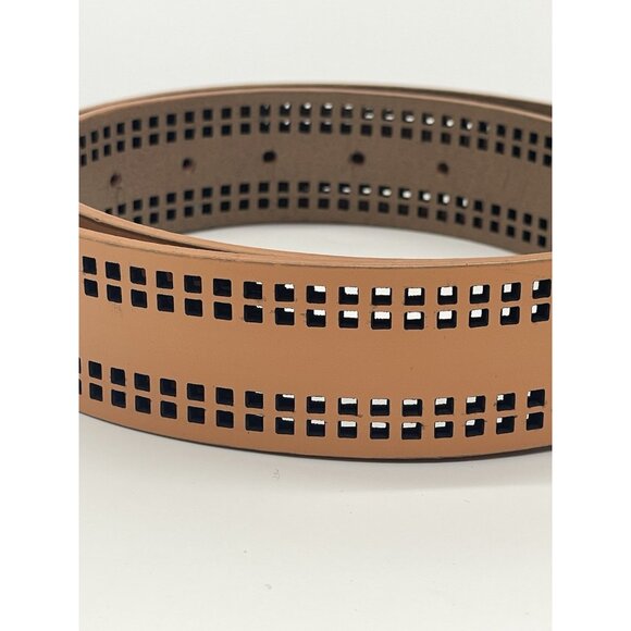 Cole Haan Perforated Leather Belt Tan Brown Size 36 Career Party Casual NEW - Picture 3 of 4